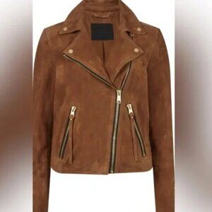 All Saints Dalby Biker Jacket in Suede Size 0